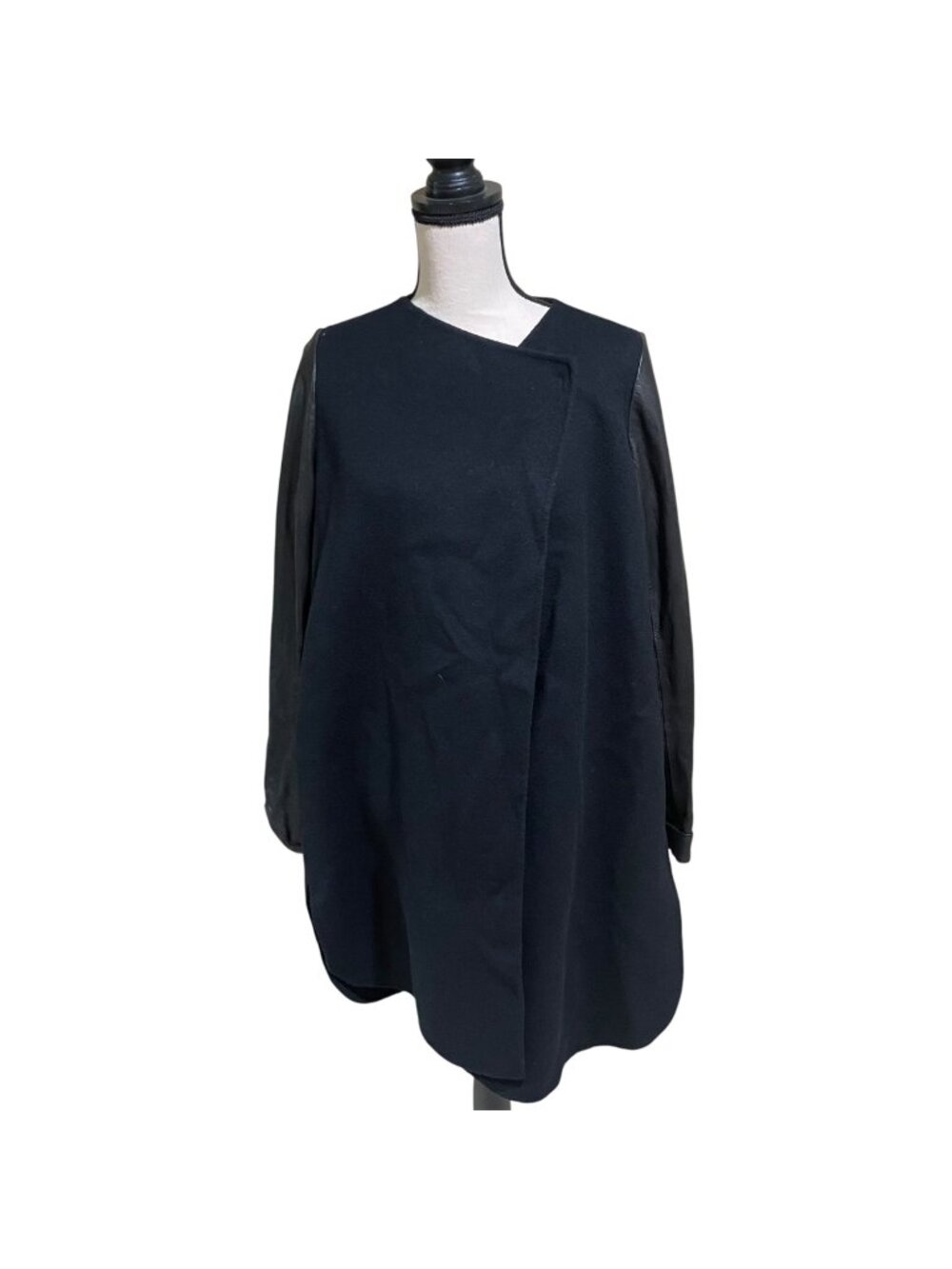 vince wool leather pea coat